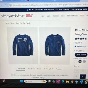 Vineyard vines boys size 6 blue LS
